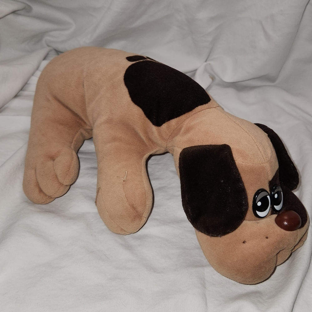 Vtg 1985 Tonka Pound Puppy 17" Sad Tan Brown Spotted Hound Plush Stuffed Dog